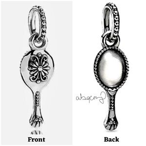 EUC Pandora 791223EN44 Sterling Silver Vintage Vanity Mirror Pendant Charm
